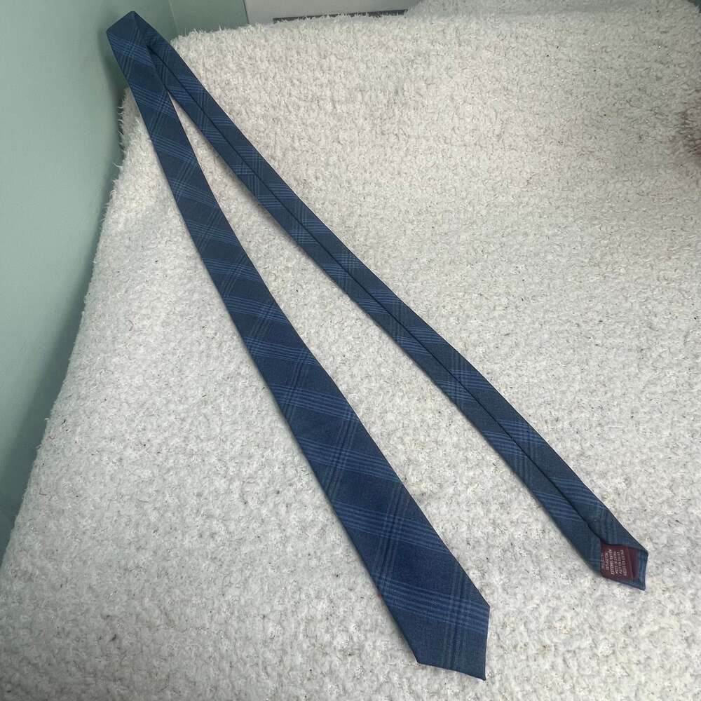 Mens Penguin by Munsingwear Neck Tie Viscose Blend Blue Plaid : - Picture 4 of 9